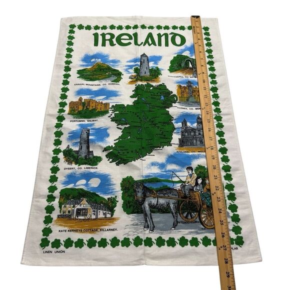 Vintage Poplar Irish Linen Cotton Tea Towel Scenes of Ireland - Picture 6 of 8